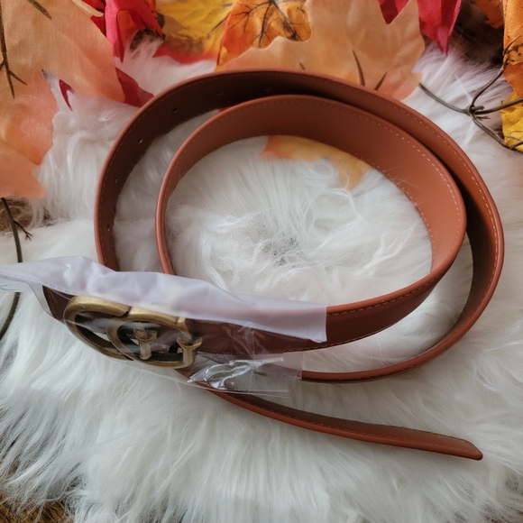 🌷Spring SALE🌷 Elegant Brown Leather Belt with Gold Buckle